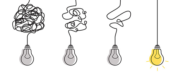 Lightbulbs tangled and straight